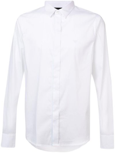 πουκαμισα Armani Emporio Slim Fit κλασικα ανδρικα ασπρα | GR71806