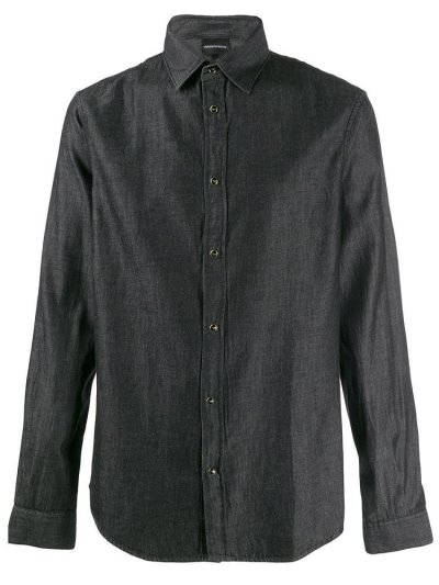 πουκαμισα Armani Emporio Soft Denim ανδρικα μαυρα | GR94533