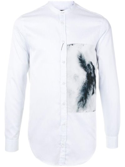 πουκαμισα Armani Emporio Sprayed Detail ανδρικα ασπρα | GR70722