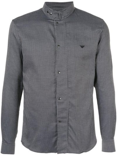 πουκαμισα Armani Emporio Stand Up Collar ανδρικα μαυρα | GR24885
