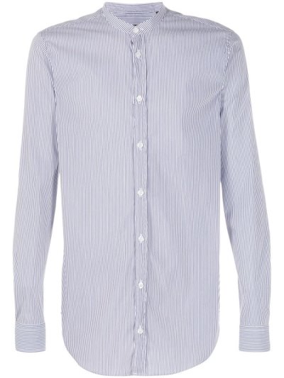 πουκαμισα Armani Emporio Striped Print ανδρικα μπλε ασπρα | GR01810
