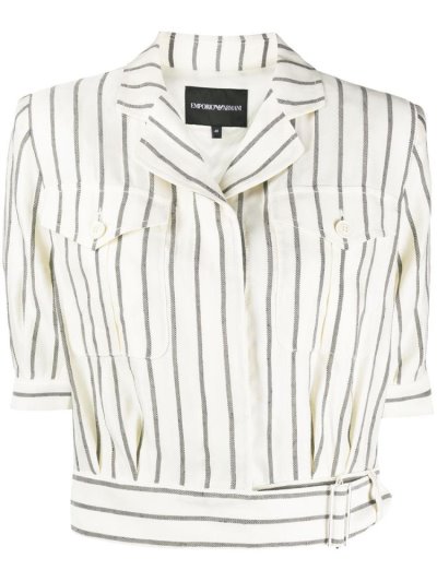 πουκαμισα Armani Emporio Striped Cropped γυναικεια Μπεζ μαυρα | GR25551