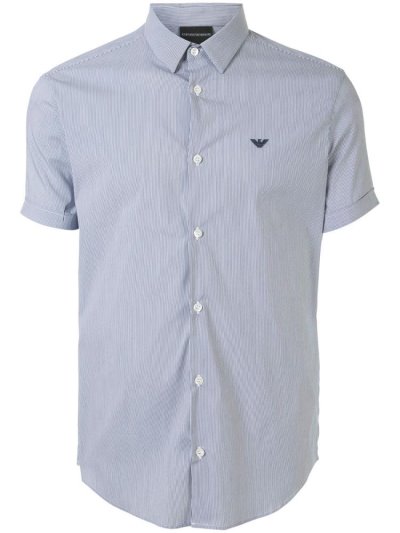 πουκαμισα Armani Emporio Striped κλασικα ανδρικα μπλε | GR26024
