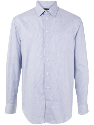 πουκαμισα Armani Emporio Striped Print Buttoned ανδρικα μπλε | GR50686
