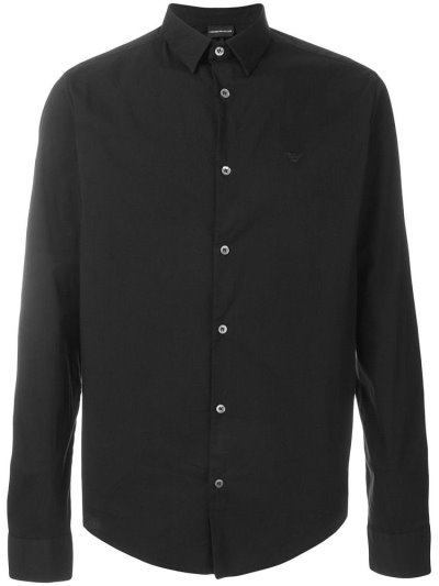 πουκαμισα Armani Emporio κλασικα Button Down ανδρικα μαυρα | GR47281