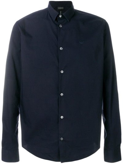 πουκαμισα Armani Emporio κλασικα Button Down ανδρικα μπλε | GR48700