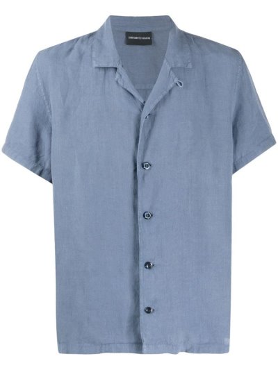 πουκαμισα Armani Emporio κοντο Sleeve Fitted ανδρικα μπλε | GR82413