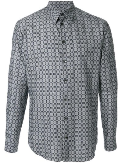 πουκαμισα Giorgio Armani Check Print ανδρικα μπλε | GR53135