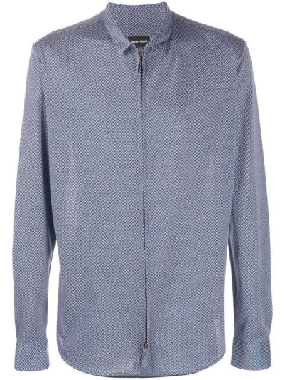 πουκαμισα Giorgio Armani Geometric Print Long Sleeve ανδρικα μπλε | GR09497