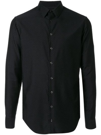 πουκαμισα Giorgio Armani Geometric Print ανδρικα μαυρα | GR34151