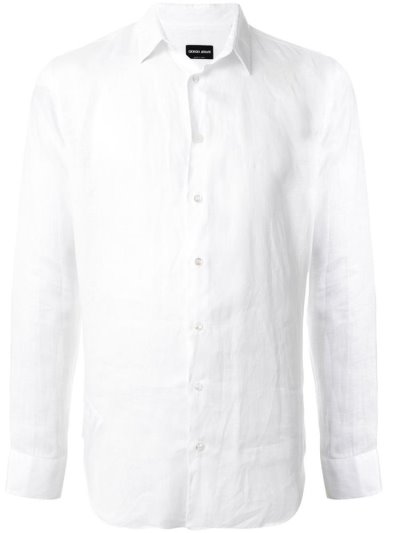 πουκαμισα Giorgio Armani Long Sleeve Plain ανδρικα ασπρα | GR05174