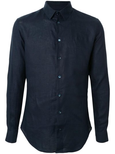 πουκαμισα Giorgio Armani Long Sleeve Plain ανδρικα μπλε | GR48293