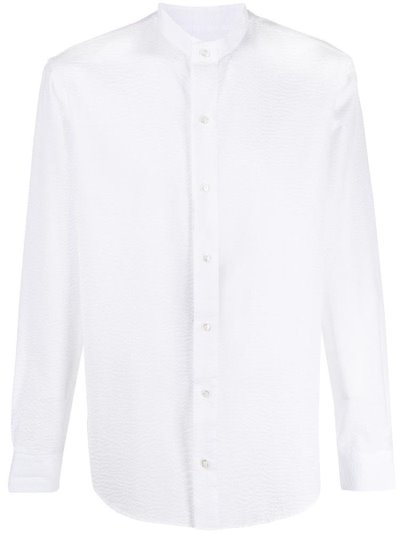 πουκαμισα Giorgio Armani Mandarin Collar Textured ανδρικα ασπρα | GR38984