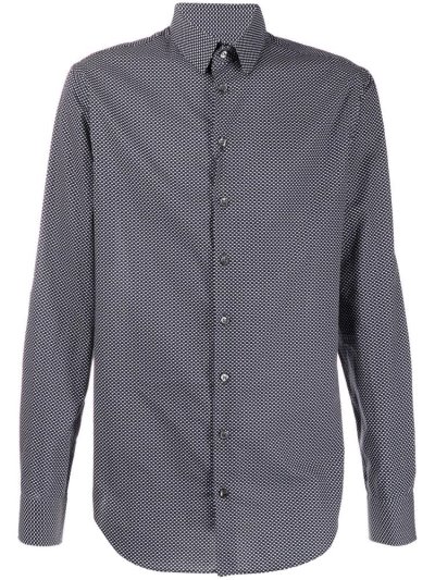 πουκαμισα Giorgio Armani Printed ανδρικα μπλε μαυρα | GR06028