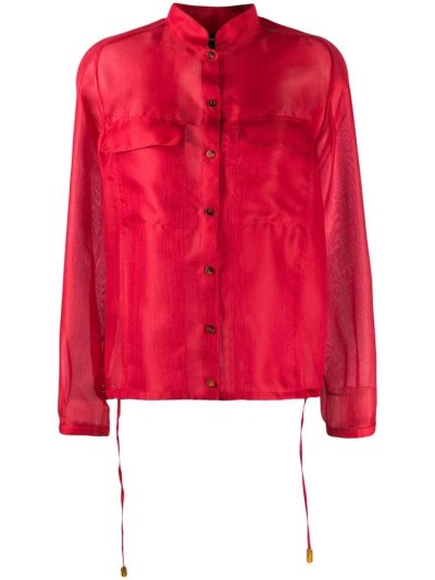 πουκαμισα Giorgio Armani Sheer Drawstring γυναικεια κοκκινα | GR10215