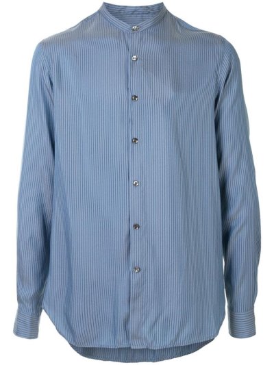 πουκαμισα Giorgio Armani Striped Long Sleeve ανδρικα μπλε | GR28153
