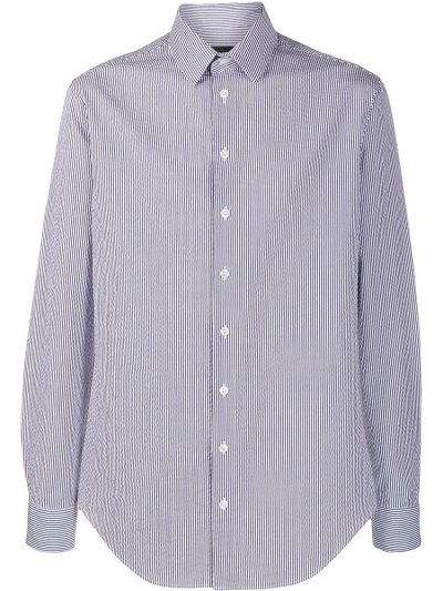 πουκαμισα Giorgio Armani Striped Print Long Sleeve ανδρικα ασπρα μπλε | GR64864