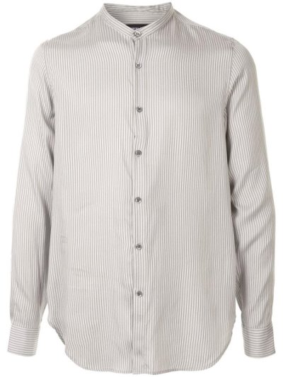πουκαμισα Giorgio Armani Striped Round Neck ανδρικα ασπρα | GR88555