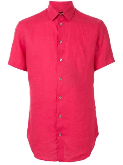 πουκαμισα Giorgio Armani κοντο Sleeve Fitted ανδρικα ροζ | GR77568