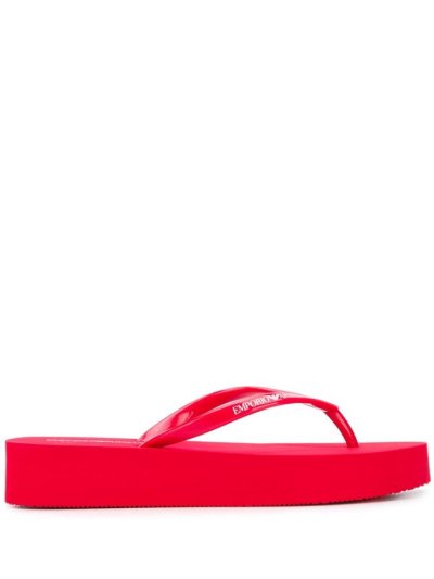 σαγιοναρεσ Armani Emporio Logo Print flatforms γυναικεια κοκκινα | GR44711