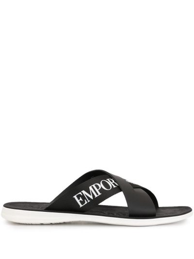 σανδαλια Armani Emporio Cross Over Logo λουρακια ανδρικα μαυρα | GR29282