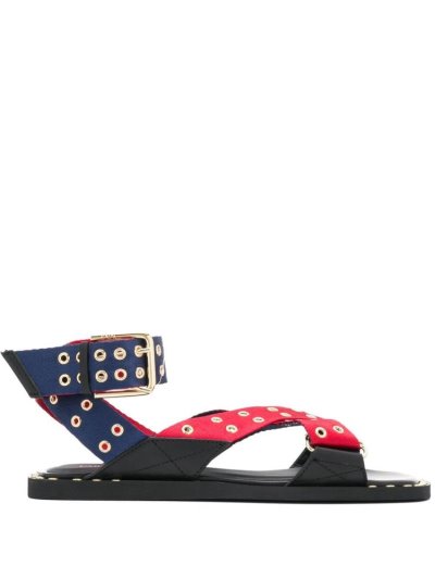 σανδαλια Armani Emporio Eyelet Straps φλατ γυναικεια κοκκινα μπλε | GR01061
