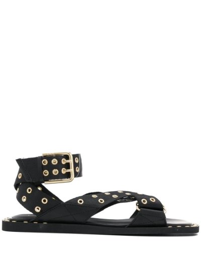 σανδαλια Armani Emporio Eyelet Stud λουρακια γυναικεια μαυρα | GR53246