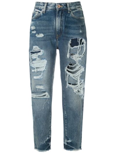 τζιν παντελονι Armani Exchange Ripped Detail γυναικεια μπλε | GR04502