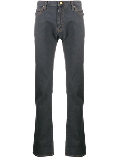 τζιν παντελονι Armani Emporio Contrasting Stitching ανδρικα μαυρα | GR97357