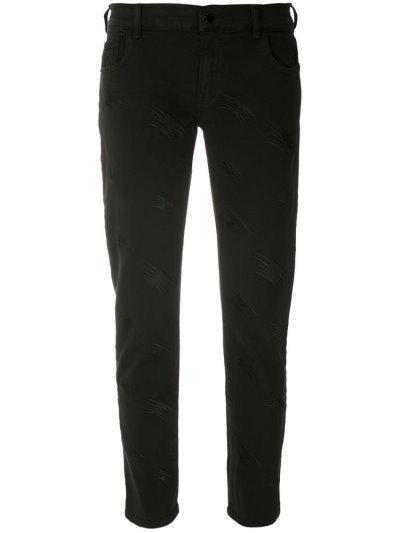τζιν παντελονι Armani Emporio Cropped Embroidered γυναικεια μαυρα | GR06596