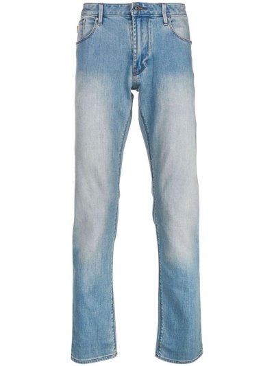 τζιν παντελονι Armani Emporio Faded Straight Leg ανδρικα μπλε | GR43405