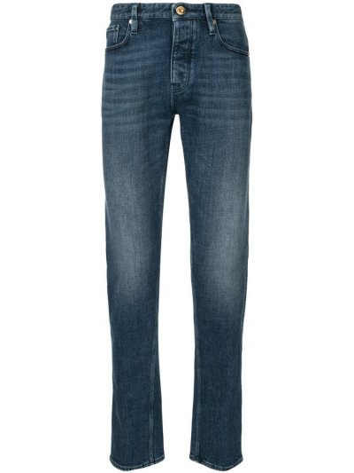 τζιν παντελονι Armani Emporio High Rise Slim Fit Faded Effect ανδρικα μπλε | GR23783