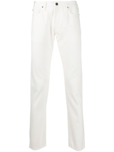τζιν παντελονι Armani Emporio Logo Plaque Straight Leg ανδρικα ασπρα | GR48181