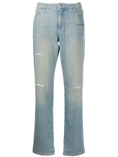 τζιν παντελονι Armani Emporio Logo Straight Leg γυναικεια μπλε | GR97751
