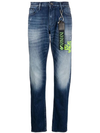 τζιν παντελονι Armani Emporio Mid Rise Straight Leg ανδρικα μπλε | GR07152