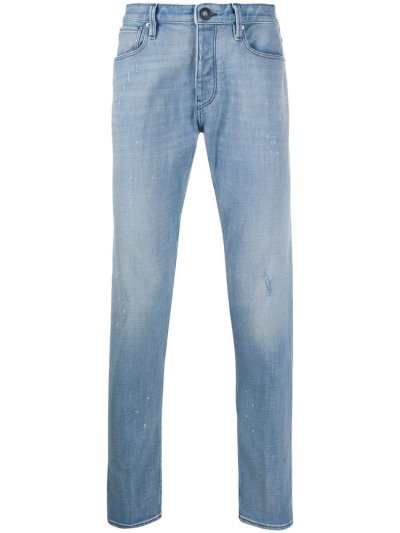 τζιν παντελονι Armani Emporio Mid Rise Straight Leg Distressed ανδρικα μπλε | GR79344