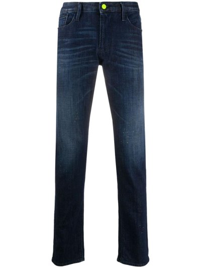 τζιν παντελονι Armani Emporio Neon Trimmed Straight Leg ανδρικα μπλε | GR09552