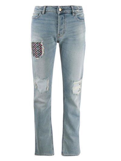 τζιν παντελονι Armani Emporio Ripped Patch γυναικεια μπλε | GR15412
