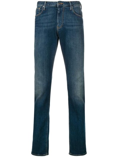 τζιν παντελονι Armani Emporio Slim Stonewashed ανδρικα μπλε | GR31195