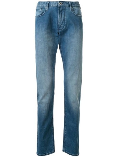 τζιν παντελονι Armani Emporio Stonewashed Slim Fit ανδρικα μπλε | GR00225