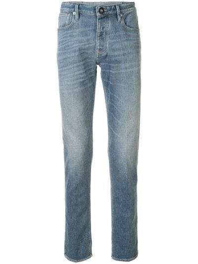τζιν παντελονι Armani Emporio Stonewashed Straight Leg ανδρικα μπλε | GR03741