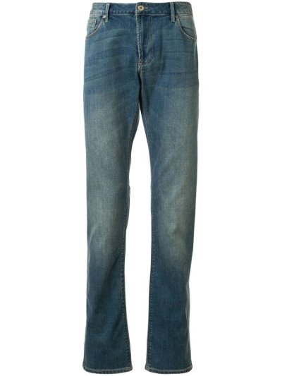 τζιν παντελονι Armani Emporio Stonewashed Slim Fit ανδρικα μπλε | GR40489