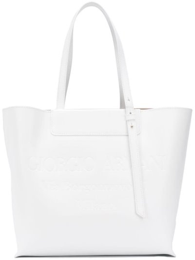 τσάντεσ tote Giorgio Armani Embossed Logo γυναικεια ασπρα | GR83076