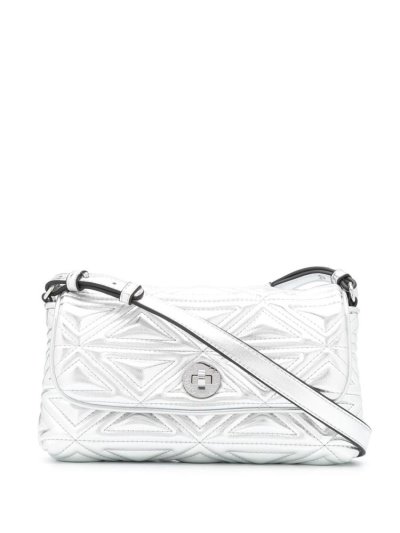 τσάντεσ χιαστί Armani Emporio Embossed Metallic γυναικεια ασημι | GR13346