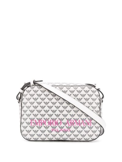 τσάντεσ ώμου Armani Emporio Logo Print γυναικεια ασπρα μαυρα | GR82765