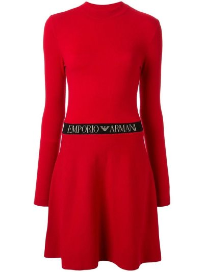 φορεμα Armani Emporio Branded waist Flared γυναικεια κοκκινα | GR19497