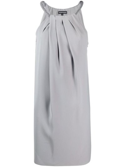 φορεμα Armani Emporio Embellished Neck Flared Mini γυναικεια γκρι | GR55847