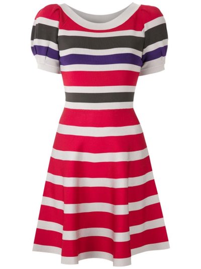 φορεμα Armani Emporio Flared Striped γυναικεια κοκκινα Πολύχρωμο | GR71948