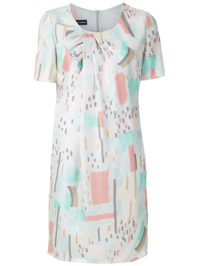 φορεμα Armani Emporio Geometric Print Silk γυναικεια μπλε Πολύχρωμο | GR09927