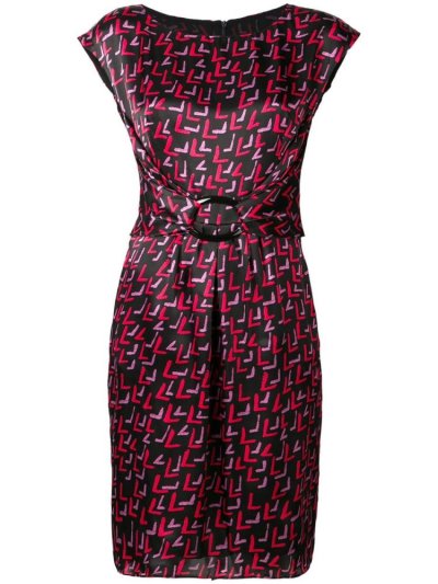 φορεμα Armani Emporio Geometric Printed πόρπης γυναικεια μαυρα κοκκινα | GR36156
